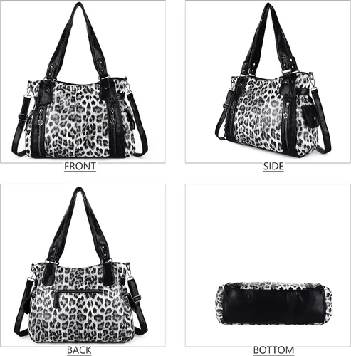 Vista 2 de Angel Kiss Bolsos para mujer con tiras en la parte superior, bolso estilo Hobo, bolsas de hombro espaciosas y casuales, cartera estilo Tote de PU