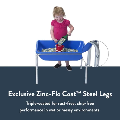 Vista 3 de Children's Factory - Mesa sensorial pequeña de 18" con tapa, caja de arena y mesa de agua para niños, azul