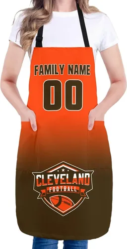 Vista 7 de Delantal personalizado con nombres y números personalizados, regalo para mamá y esposa, fanáticos, mujeres, cocina de cocina