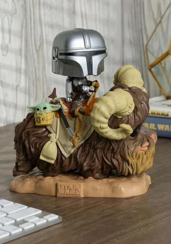 Vista 2 de Funko POP Pop! Deluxe: Mandalorian - Mandalorian en Bantha con niño, multicolor, estándar