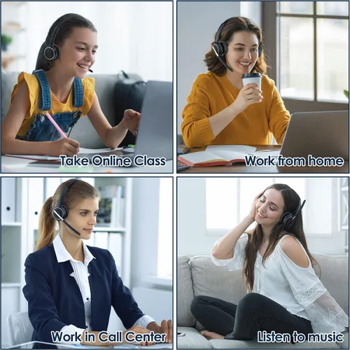 Vista 7 de (2025 Actualizado) Auriculares Inalámbricos con Micrófono para Trabajo, Auriculares Bluetooth con Micrófono de Cancelación de Ruido con Dongle, Base