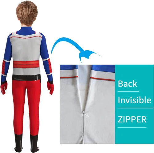 Vista 4 de KONLIYU Cosplay Bodysuit For Boys Superhero Dress Up Kids Halloween Spandex Jumpsuit Zentai Costume
