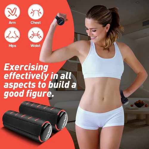Vista 4 de LifeTech Juego de 2 mancuernas de 2.2 libras para caminar, con acolchado de espuma antideslizante, pesas de mano para correr de agarre suave