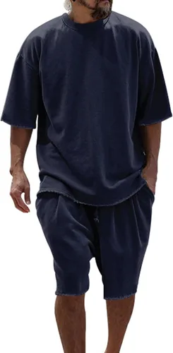 Vista 4 de Camisas hawaianas para hombre, manga corta, verano, casual, transpirable, clásica, holgada, pantalones cortos, trajes deportivos al aire libre