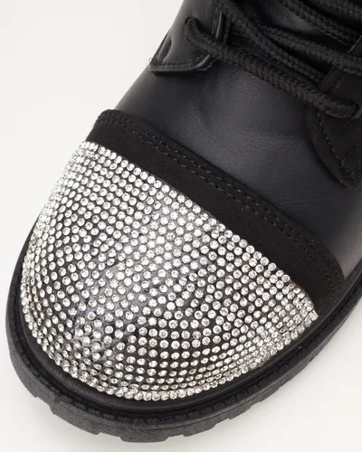 Vista 5 de bebe Botas de invierno para niñas Botas de combate resistentes al agua con diamantes de imitación (11-4)