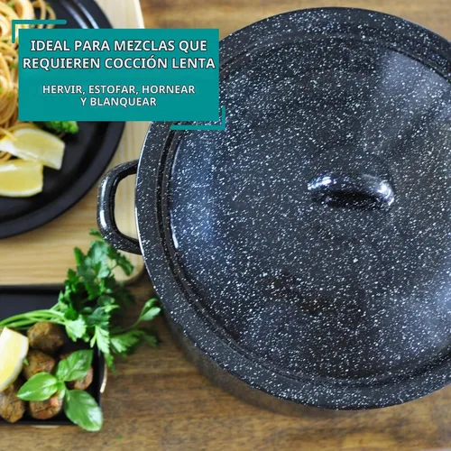 Vista 7 de MIRRO Olla esmaltada para conservas de 7.75 cuartos de galón, color negro