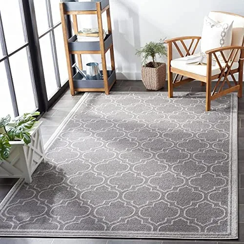 Vista 50 de Safavieh Amherst Collection Tapete AMT412A para interiores/exteriores de color marfil y verde claro, Polipropileno
