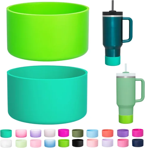 Vista 28 de Paquete de 2 botas de silicona para Stanley Cup de 30 oz y 40 onzas, protector inferior antideslizante y reductor de ruido, cubierta base de vaso