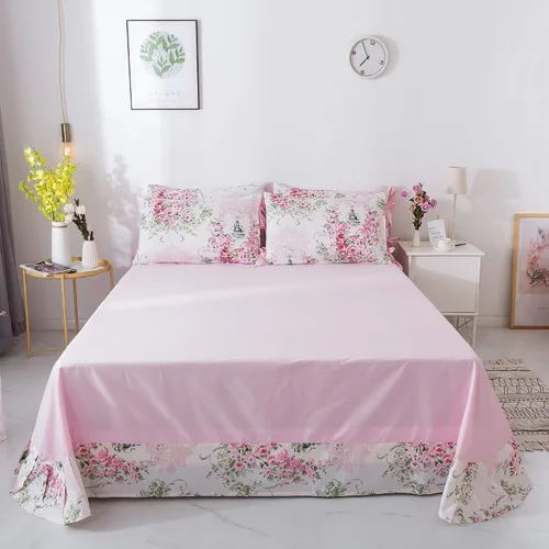 Vista 4 de FADFAY Juego de ropa de cama con funda de edredón floral de rosetón para niñas, 100% algodón, ultra suave, 7 piezas