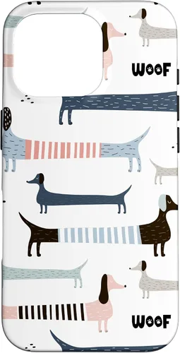 Vista 20 de Dachshund Weenie Weiner Dog - Carcasa para iPhone 17, diseño azul, rosa y blanco