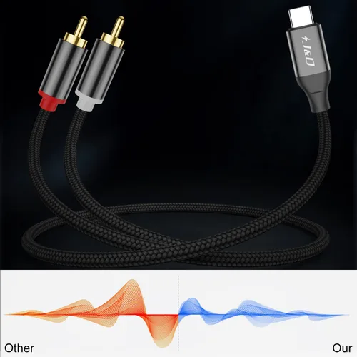 Vista 7 de J&D Cable de audio USB C a RCA, cable convertidor de audio estéreo trenzado tipo C macho a 2RCA macho cable divisor en Y compatible con Google Pixel