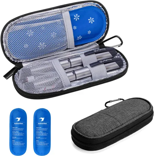 Vista 10 de Yarwo Maletín de viaje con 2 paquetes de hielo aprobados por la TSA, organizador de suministros para diabéticos, bolsa de enfriamiento aislada