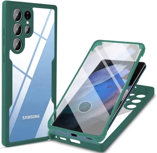 Vista 12 de CCSamll - Carcasa para Samsung Galaxy S21 Ultra con protector de pantalla QC, color negro Clear Slim Shockproof Soft TPU Bumper, Full Body