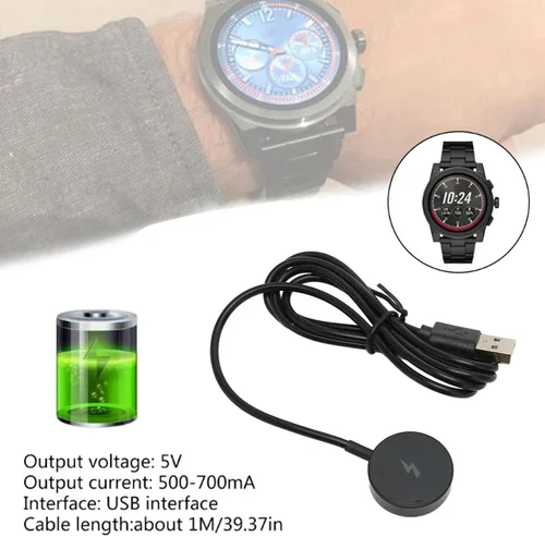Vista 2 de Base de carga para Q Gen 1 Gen 2 Gen 2 Gen 2 Wander Gen 2 Gen 3 Gen 3 Gen 3, cable de carga USB, accesorios para reloj inteligente (negro)