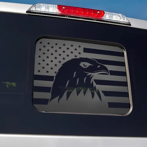 Vista 7 de Adhesivo de vinilo para Ford F150 F250 F350 2004-2014 trasero medio trasero trasero corredera bandera estadounidense águilas negras mate