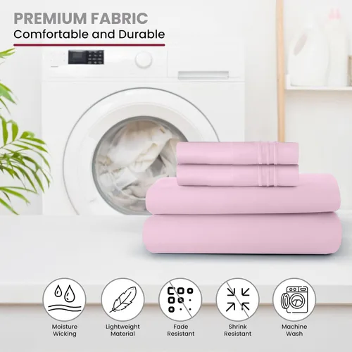 Vista 242 de LUX Décor - Juego de sábanas Twin de microfibra ultrasuave de 3 piezas con sábana encimera, sábana bajera de 16 pulgadas de profundidad y funda
