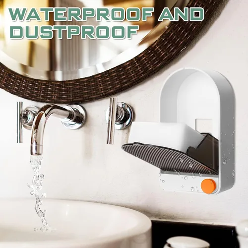 Vista 3 de NiHome 2 cajas de jabón para montar en la pared con cubierta y drenaje para ducha, instalación sin perforaciones, impermeable, a prueba de polvo