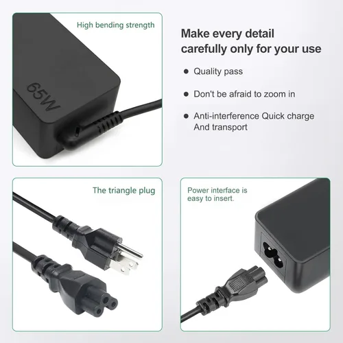 Vista 7 de Dzytnsy Cargador USB C de 65 W compatible con Lenovo Thinkpad/Yoga/Chromebook Laptop Computer 65W 45W USB C Adaptador de corriente rápida