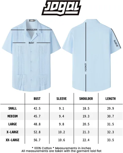 Vista 6 de JOGAL Camisas de guayabera cubana de manga corta con botones para la playa