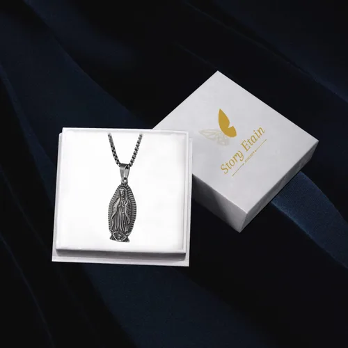 Vista 7 de StoryEtain Collar de Virgen María, collar de Virgen de Guadalupe, medalla de amuleto cristiano para regalo de vacaciones para mujeres y hombres