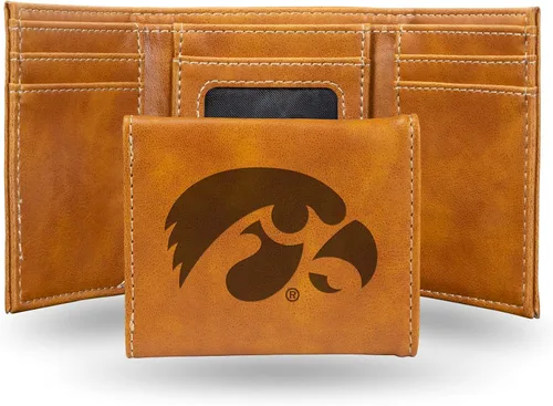 Vista 140 de NCAA Rico Industries - Billetera triple grabada con láser, con grabado láser, accesorio para hombre