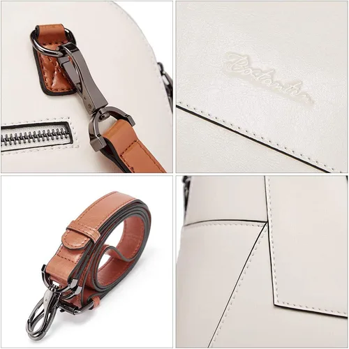 Vista 8 de BOSTANTEN Maletín de cuero para mujer de 15.6 pulgadas, bolso de hombro para laptop, oficina, trabajo, bolso cruzado