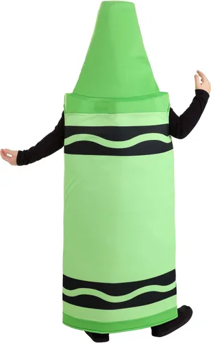 Vista 4 de Disfraz de Crayola Crayon verde para niños, túnica con capucha, respaldo de espuma