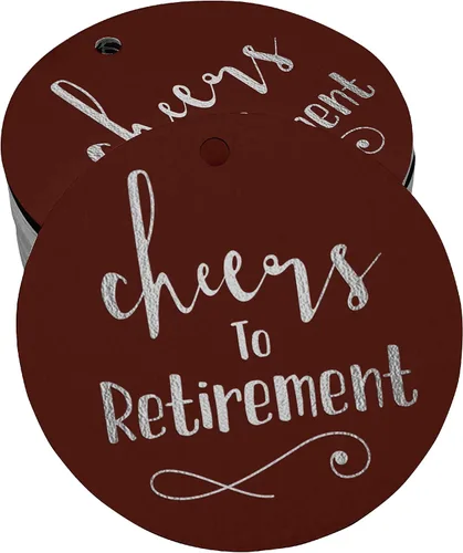 Vista 18 de Etiquetas de papel para colgar con texto en inglés "Cheers to Retirement Wall" (50 unidades)