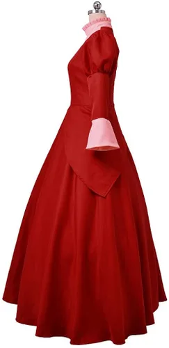 Vista 4 de Cenicienta Malvada Madrastra Señora Tremaine vestido rojo Cosplay traje