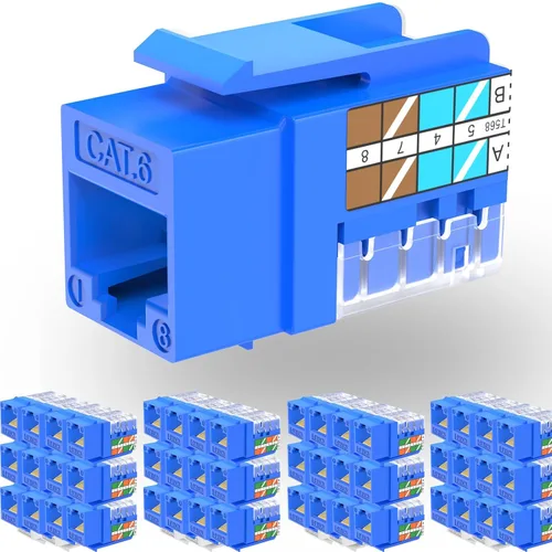Vista 9 de Rapink RJ45 Conector Keystone Cat6 Soporte 10G, Conectores Keystone UTP 10 Pack para Placa de Pared y Panel de Conexiones, RJ45 Keystone 90 Grados