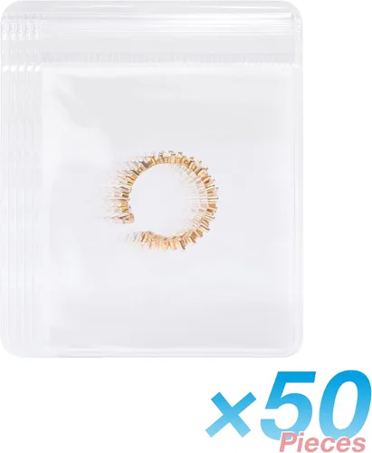 Vista 2 de Bolsas para joyería BAGSMART 50 piezas, pequeñas bolsas con cierre de cremallera para anillos, 5 x 7.6 cm, PVC, para empaquetado de aretes