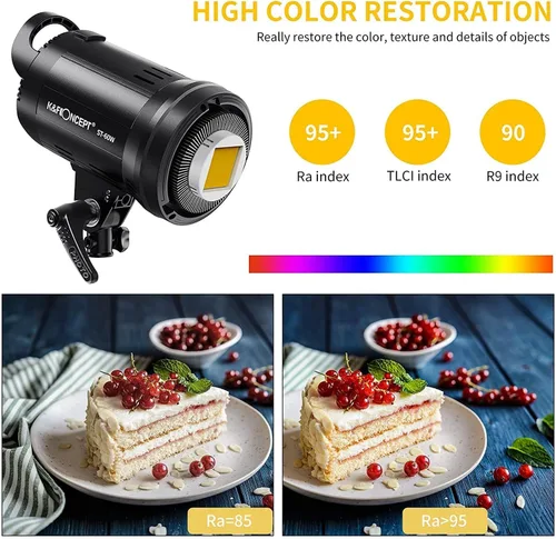 Vista 2 de K&F CONCEPT Luz de video LED SL-60W Iluminación continua con montaje Bowens, 5600K CRI95+ Iluminación regulable para fotografía, tiro al aire libre