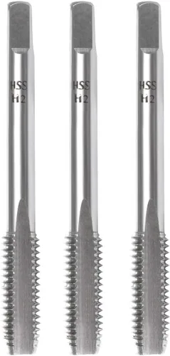 Vista 8 de M3 x 0.020 in Máquina de grifo HSS Métrica Mano Derecha Rosca 3 Grifos de flauta recta y enchufe, 4 piezas