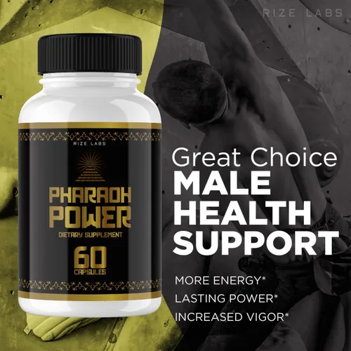 Vista 5 de rize labs Pharaoh Power Supplement – Píldoras de apoyo de fórmula avanzada, suplemento dietético, cápsulas extra fuertes sin OMG fórmula avanzada