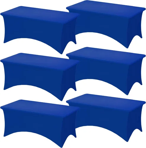 Vista 11 de Fixwal Paquete de 6 Manteles de Mesa Rectangulares, Cubierta de Mesa de 6 Pies, Mantel Blanco Rectangular Ajustado Elástico Rectangular, Cubierta