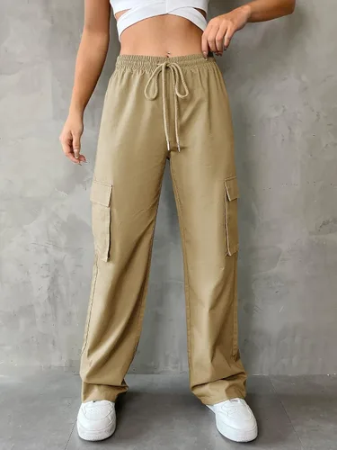 Vista 4 de SOLY HUX Women's High Waisted Cargo Pants Jogger Y2K Pants Drawstring Elastic Sweatpants with Pocket