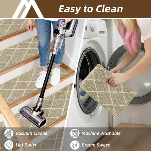 Vista 7 de COSY HOMEER Peldaños de escalera para peldaños de madera de 9 x 28 pulgadas, alfombras antideslizantes, pelar y pegar para interiores para niños