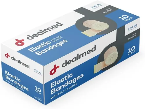 Vista 9 de Dealmed Vendaje elástico de 4 pulgadas con cierre automático – 2 vendajes elásticos, vendaje de compresión estirado de 5 yardas, producto de cuidado