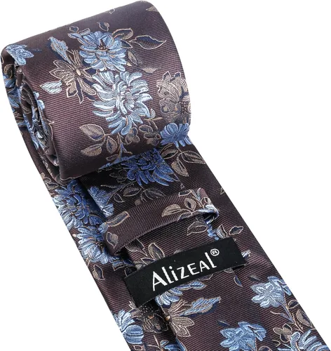 Vista 79 de Alizeal Mens 3.15inches Leaf Flower Pattern Tie with Floral Pocket Square Set