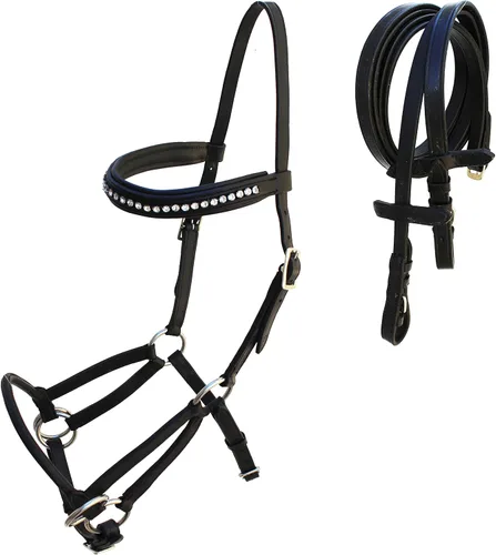 Vista 5 de English Horse Black Leather All-Purpose Trail Bridle Reins 803AXBK