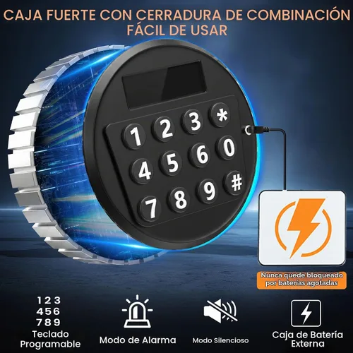 Vista 4 de Caja de seguridad digital resistente con compartimento oculto, resistente al fuego, resistente al agua de 9.5 pies cúbicos, resistente al agua