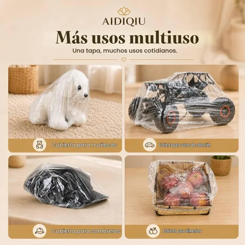 Vista 4 de 100 piezas de gorras de ducha más grandes desechables, gorras de baño de plástico elástico impermeables más gruesas, gorras de pelo de plástico