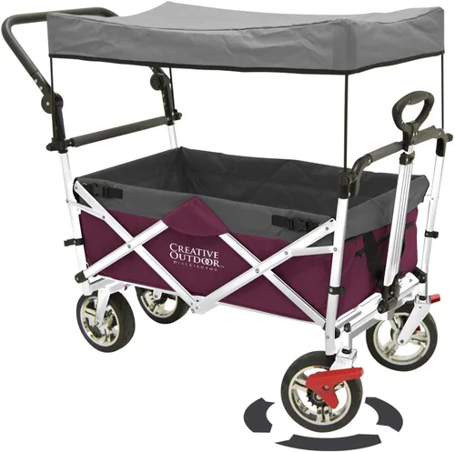 Vista 7 de Carrito plegable de Creative Outdoor para niños, para empujar o jalar, vagón plegable para niños para playa, parque, jardín y estacionamientos