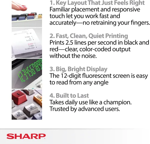 Vista 2 de Sharp EL-1801V calculadora-impresora compacta de 12 dígitos