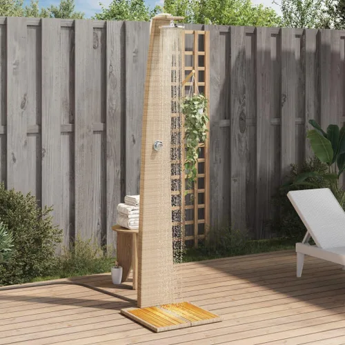 Vista 2 de vidaXL Outdoor Shower Beige 21.7"x23.6"x88.2" Poly Rattan and Acacia Wood