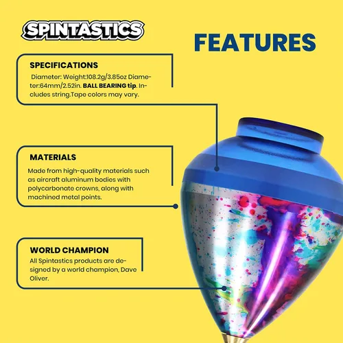 Vista 5 de Spintastics Quicksilver Hybrid Bearing Spin Top - Punta de rodamiento (rojo y verde)