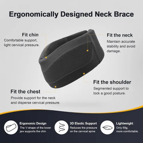 Vista 3 de CozyHealth Soporte de cuello para dolor de cuello y apoyo, soporte suave para el cuello alivia el dolor y la presión en la columna vertebral