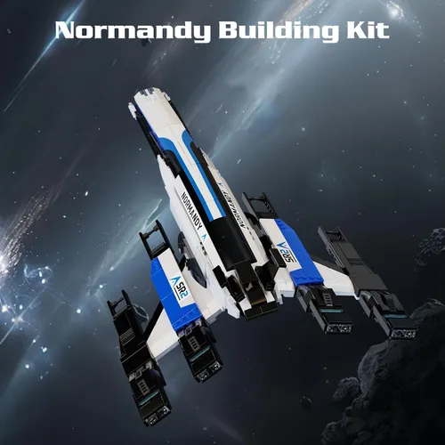 Vista 2 de Normandy - Juego de 2 bloques de construcción de naves espaciales compatibles con Lego, modelo espacial de ciencia ficción, juguetes creativos