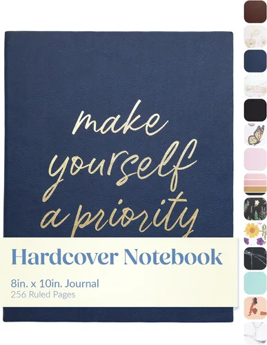 Vista 30 de WORLD TRAVELER Cuaderno de Diario Grande Rayado - Cuaderno de Tapa Dura que se Abre Plano con 2 Marcapáginas de Cinta, Diario de Escritura de Tapa