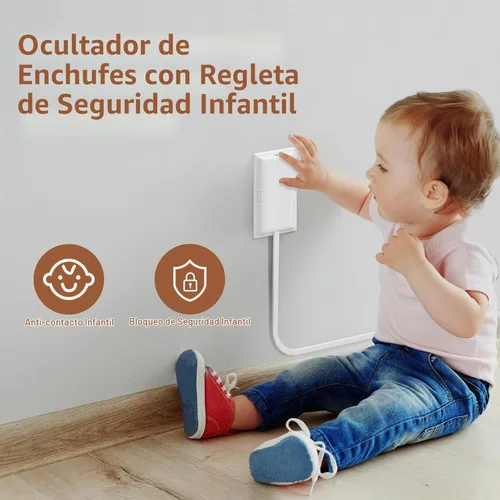 Vista 4 de Cable de extensión con cubierta de toma de corriente de 3 pies, enmascarador de toma de corriente ultradelgado con tira de alimentación de enchufe